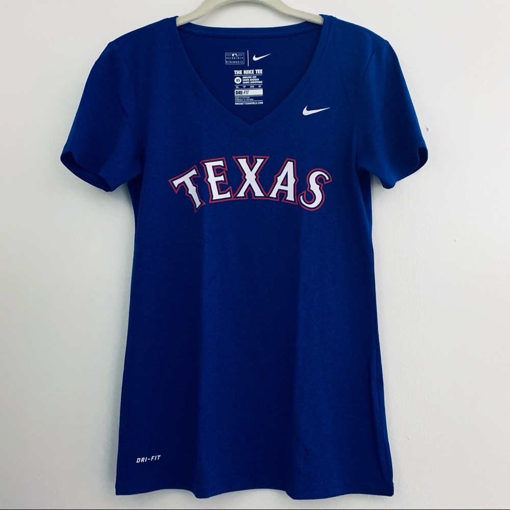 NEW Nike MLB Texas Rangers Vneck Dri Fit Royal XS
